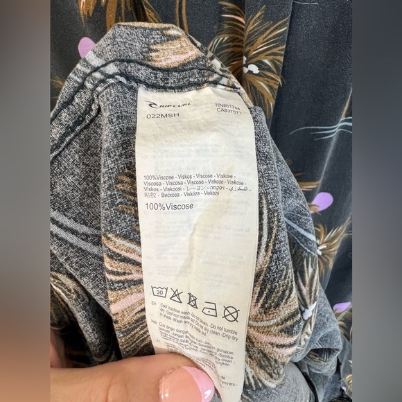 Rip Curl Button Up Palm Tree Shirt XL - Picture 6 of 7